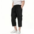 thumbnail image 1 of Cethrio Kids Boys Cargo Pants, Loose Drawstring Casual Athletic Capri Pants Black Size 5-6T, 1 of 6