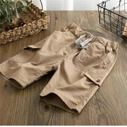 Cethrio Toddler Boys Cargo Shorts, Summer 2025 Casual Drawstring Shorts with Pockets Khaki Size 3-4 T
