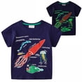thumbnail image 1 of Cethrio Kids Boys Casual Shirts- Short Sleeve Crew Neck Fashion Printed Cotton Boys Summer Clothes Navy Size 3-4 T, 1 of 9