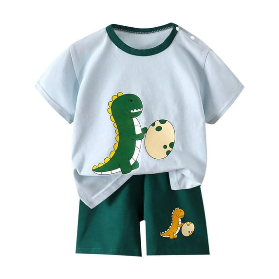 Cethrio Kids Boys Cotton Outfit Sets, 2 Piece Summer Fashion T-shirts with Shorts Sets White Size 3-4T
