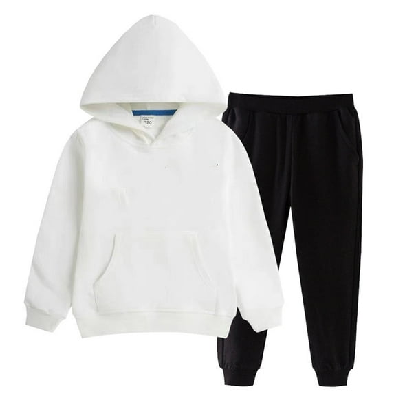 Cethrio Kids Boys Cotton Outfit Sets, Long Sleeve 2 Piece Loose Hoodies with Sweatpants Sets White Size 3-4 T