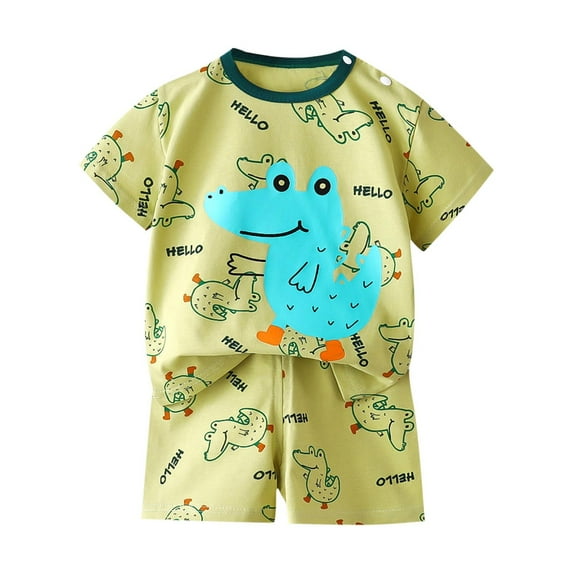 Cethrio Kids Boys Cotton Outfit Sets, Summer Graphic 2 Piece T-shirts with Shorts Sets White Size 3-4T