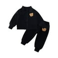 thumbnail image 1 of Cethrio Kids Boys Cotton Outfit Sets, Warm Long Sleeve 2 Piece Sweatshirts & Sweatpants Sets Black Size 5 T, 1 of 2