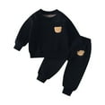 thumbnail image 1 of Cethrio Kids Boys Cotton Outfit Sets, Warm Long Sleeve 2 Piece Sweatshirts and Sweatpants Sets Black Size 5 T, 1 of 2