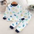 thumbnail image 1 of Cethrio Kids Boys Cotton Pajama Sets, 2 Piece Long Sleeve Crewneck Comfy Boys' Sleepwear Blue Size 3-4 T, 1 of 4