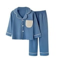 thumbnail image 1 of Cethrio Kids Boys Cotton Pajama Sets, Soft Collared Long Sleeve Comfy Boys' Sleepwear Sets Blue Size 14-16, 1 of 2