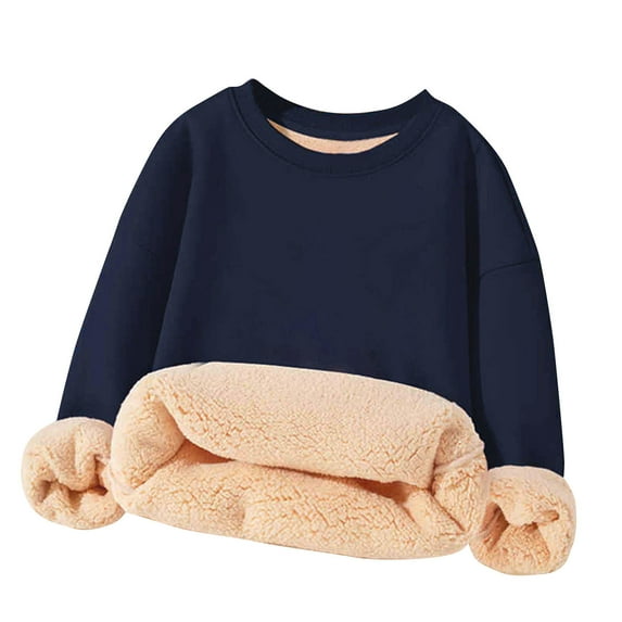 Cethrio Kids Boys Cotton Sweatshirts, Fleece Casual Pullover Long Sleeve Fall Winter Tops Dark Blue Size 3-4 T