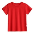 thumbnail image 1 of Cethrio Kids Boys Cotton T-shirts, Solid Color Crewneck Short Sleeve Casual Summer Tops Red Size 5T, 1 of 5