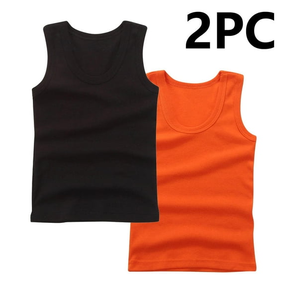 Cethrio Kids Boys Cotton Tank Tops, Crewneck Casual Athletic 2 Piece Summer Tops Coffee Size 6