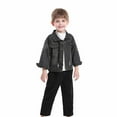 thumbnail image 1 of Cethrio Kids Boys Denim Jackets, Button up Fashion Pockets Long Sleeve Fall Winter Coats Black Size 3-4T, 1 of 9