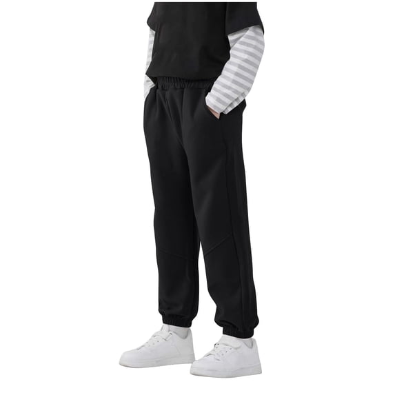 Cethrio Kids Boys Fall Sweatpants, Casual Relaxed Fit Elastic Waist Athletic Jogger Pants Black Size 6