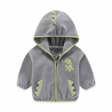 Cethrio Toddler Boys Fleece Jackets, Zip up Long Sleeve Hooded Autumn Winter Coats Gray Size 3-4 T