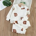 thumbnail image 1 of Cethrio Kids Boys Fleece Pajama Sets, 2-Piece Warm Flannel Outfit Set Beige Size 6-7 T, 1 of 3
