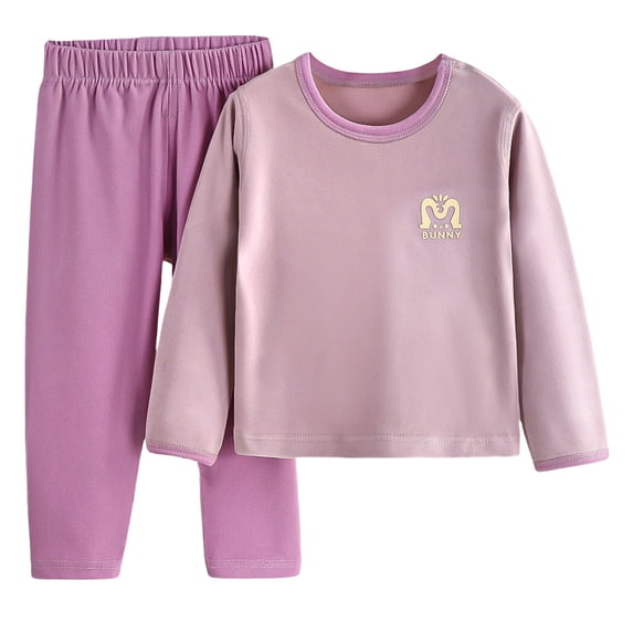 Cethrio Toddler Boys Girls Pajama Sets, 2 Piece Long Sleeve Soft Tops and Pants Set Purple Size 5 T