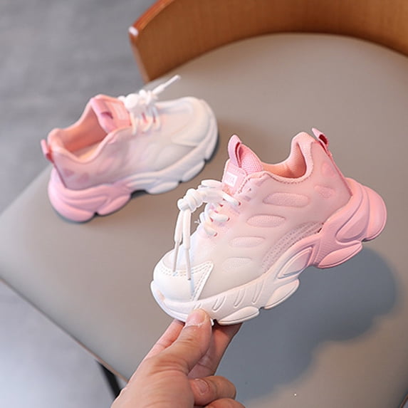 Cethrio Kids Boys Girls Sneakers, Mesh Running Lace Up No Slip Athletic Shoes Pink Size 12.5 Little Kids