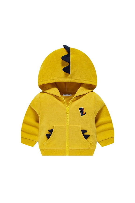 Kids Boys Jackets, Hooded Zip up Long Sleeve Spring and Autumn Coats Yellow Size 7-8 T
