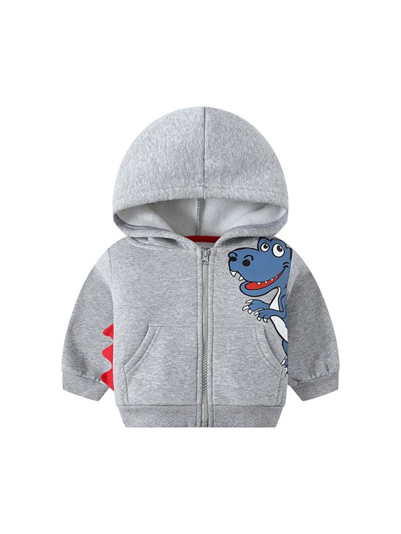 Kids Boys Jackets, Long Sleeve Hooded Zip up Spring and Autumn Coats Gray Size 7-8 T
