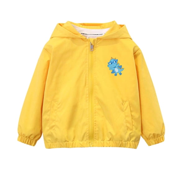 Cethrio Kids Boys Jackets with Hooded, Fall Lightweight Long Sleeve Zipper Boys Outerwear Yellow Size 1-2T