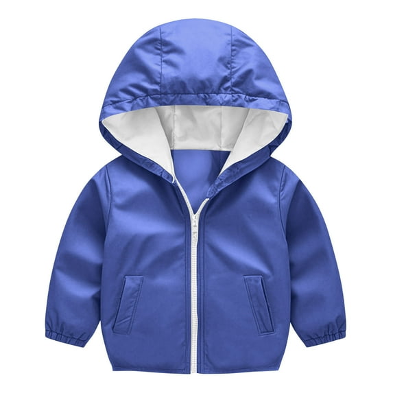 Cethrio Kids Boys Jackets with Hooded, Waterproof Lightweight Full Zip Casual Kids Raincoats Blue Size 4-5 T