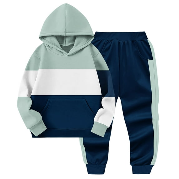 Cethrio Kids Boys Outfit Sets 2 Piece, Long Sleeve Casual Athletic Hoodies with Sweatpants Sets Green Size 5T
