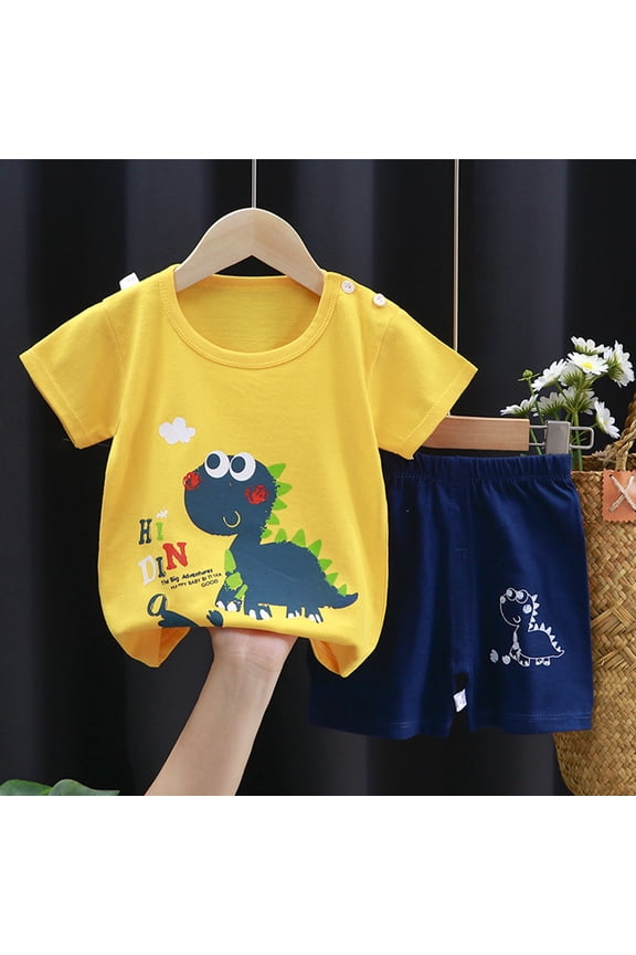 Toddler Boys Outfit Sets, 2 Piece Summer Short Sleeve Shirts and Shorts Sets Multicolor Size 1-2 T