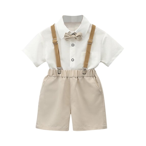 Cethrio Kids Boys Outfit Sets, Cotton School Uniform Casual Formal Boys' Clothing Sets Khaki Size 2-3T
