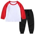 thumbnail image 1 of Cethrio Kids Boys Outfit Sets, Long Sleeve 2 Piece Cotton Tops and Sweatpants Sets Red Size 1-2T, 1 of 4