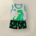 thumbnail image 1 of Cethrio Kids Boys Outfit Sets, Sleeveless Graphic 2-Piece Shirts and Shorts Sets Green Size 18-24 Months, 1 of 3