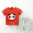 thumbnail image 1 of Cethrio Kids Boys Outfit Sets, Summer Short Sleeve Cotton Shirts and Shorts Sets Red Size 18-24 Months, 1 of 3