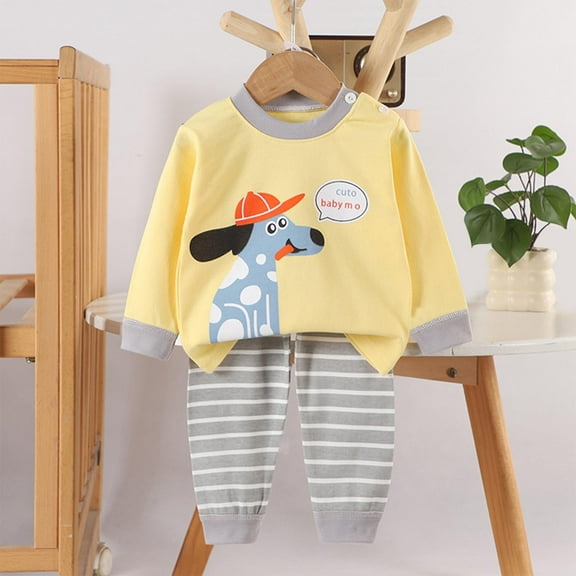 Cethrio Kids Boys Pajama Sets 2 Piece, Graphic Soft Long Sleeve Cotton Boys' Sleepwear Rose Gold Size 2-3 T