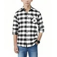 thumbnail image 1 of Cethrio Kids Boys Plaid Shirts, Lightweight Long Sleeve School Collared Button Down Shirts Black Size 5T, 1 of 5