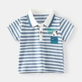 thumbnail image 1 of Cethrio Kids Boys Polo Shirts, Casual Striped Cotton Printed Summer Shirts Blue Size 2-3 T, 1 of 9