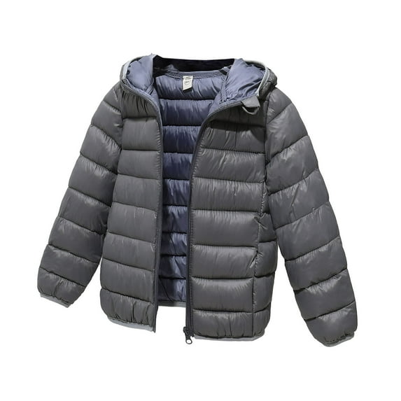 Cethrio Kids Boys Puffer Jacket, Warm Zipper Long Sleeve Lightweight Winter Coat Gray Size 4-5 T