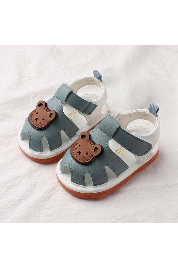 Kids Boys Sandals, Non-slip Birthday Summer Closed Toe Walker Shoes Blue Size 2 T