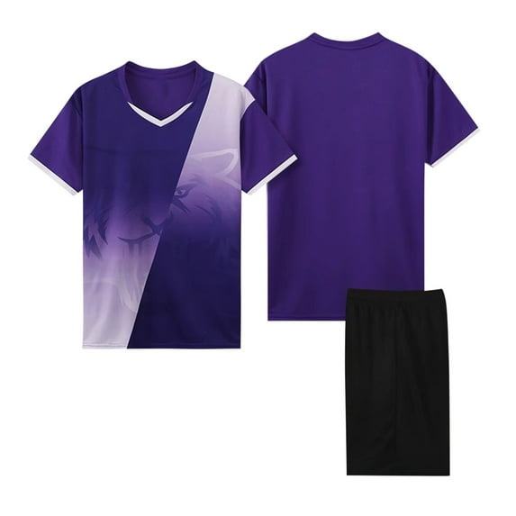 Cethrio Kids Boys' Shorts Sets, Basketball Running 2 Piece Athletic Outfit Sets Activewear Purple Size 6-7 T
