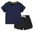thumbnail image 1 of Cethrio Kids Boys' Shorts Sets, Crew Neck Summer Cotton Short Sleeve Outfit Sets Navy Size 2-3 T, 1 of 4