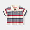 thumbnail image 1 of Cethrio Kids Boys Striped Polo Shirts, Summer Cotton Casual Short Sleeve Polos Red Size 3-4 T, 1 of 1