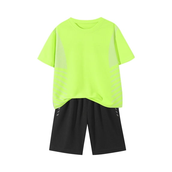Cethrio Kids Boys Summer Outfit Sets, Basketball 2 Piece Athletic T-shirts with Shorts Sets Green Size 3-4T