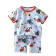 thumbnail image 1 of Cethrio Kids Boys Summer Pajama Sets, 2 Piece Printed Comfy Cotton Boys' Sleepwear Light Blue Size 4-5T, 1 of 2