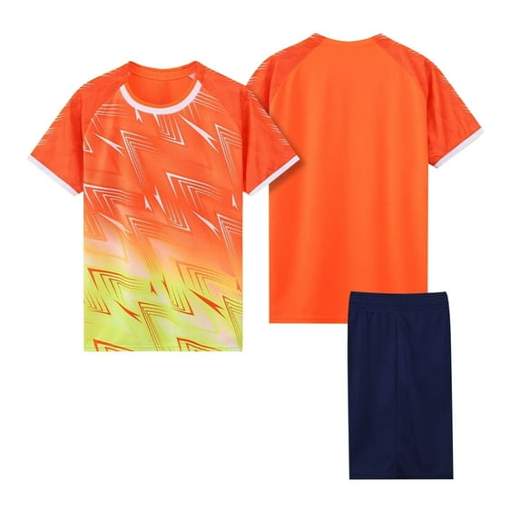 Cethrio Kids Boys' Summer Short Sets, Casual Basketball Short Sleeve Athletic Outfit Sets Activewear Orange Size 4-5 T