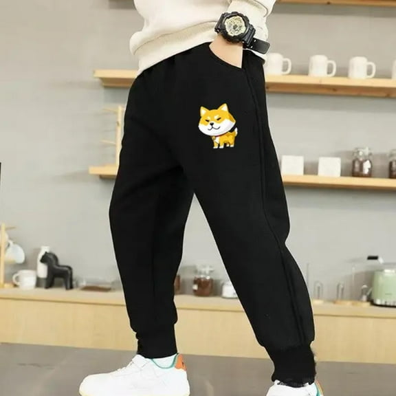 Cethrio Toddler Boys' Sweatpants, Casual Cotton Elastic Waist Gifts Kids Joggers Black Size 5 T