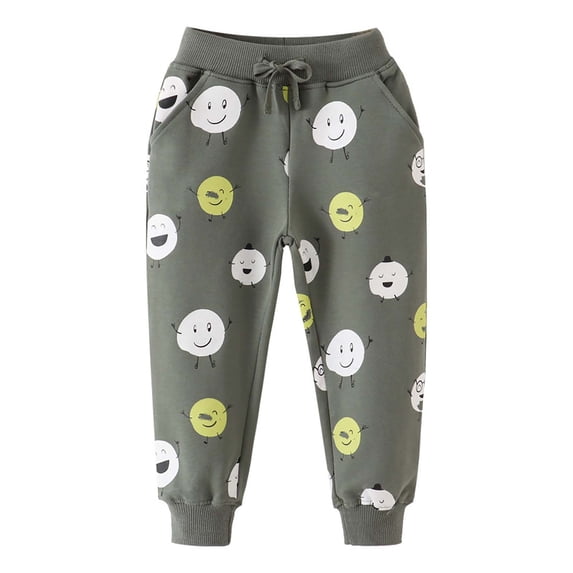 Cethrio Kids Boys Sweatpants, Casual Drawstring Elastic Waist Jogger Pants Army Green Size 5-6 T