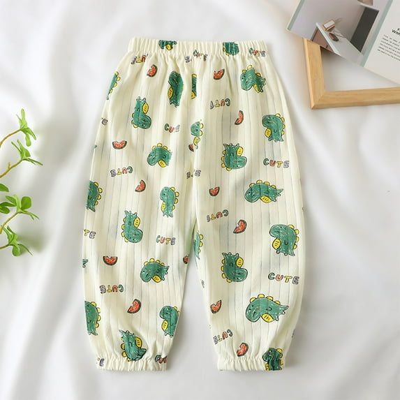 Cethrio Toddler Boys Sweatpants, Casual Elastic Waist Printed Cotton Athletic Pants Green Size 2-3 T