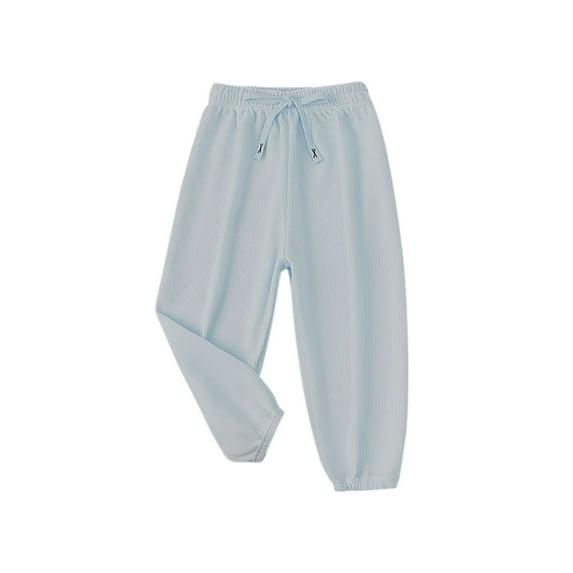 Cethrio Kids Boys Sweatpants, Elastic Waist Drawstring Casaul Athletic Jogger Pants Light Blue Size 3T