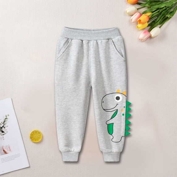 Cethrio Kids Boys Sweatpants- Elastic Waist Fashion Long Cotton Active Pants Gray Size 3T