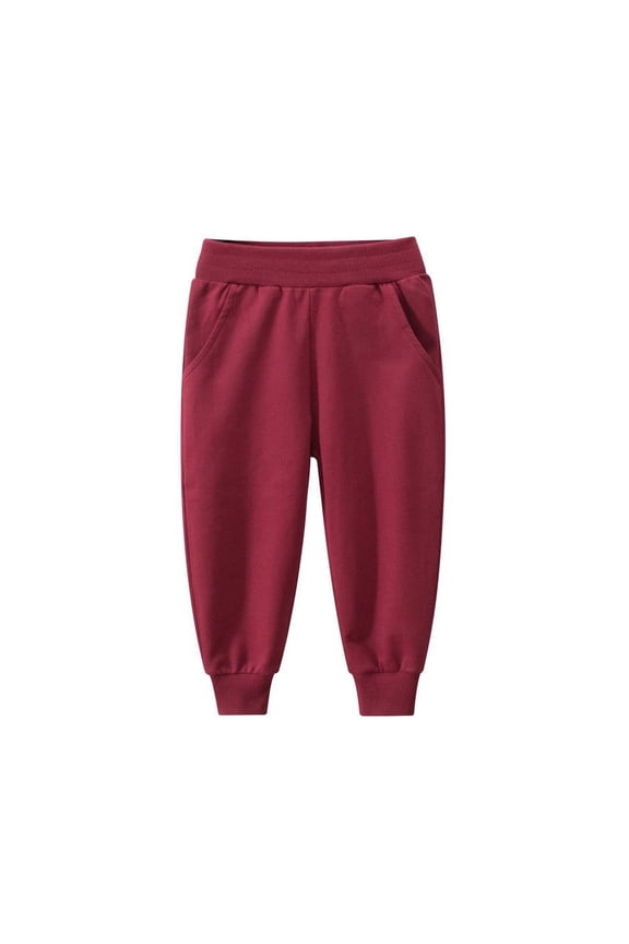 Kids Boys Sweatpants- Long Fashion Cotton Elastic Waist Jogger Pants Red Size 4-6 T