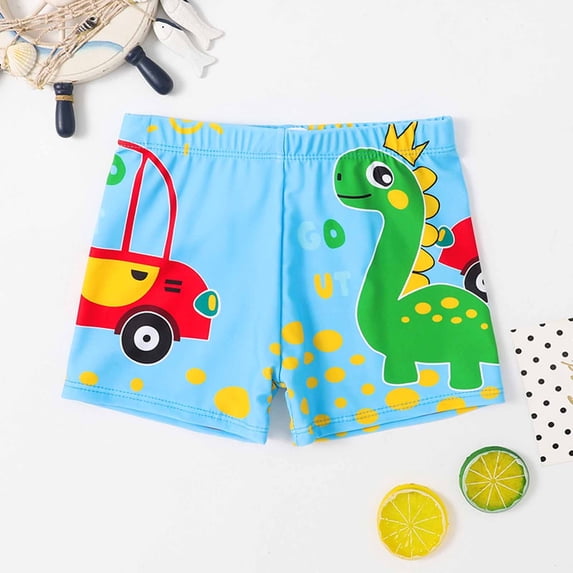 Cethrio Kids Boys Swim Trunks, Printed Elastic Waist Stretch Quick Dry Beach Shorts Blue Size 4-5 T