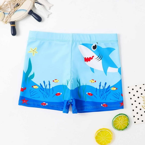Cethrio Kids Boys Swim Trunks, Quick Dry Printed Stretch Elastic Waist Beach Shorts Blue Size 4-5 T
