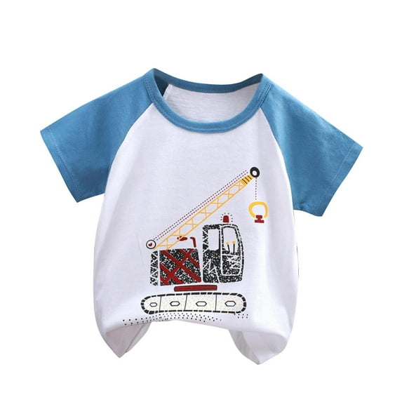 Cethrio Kids Boys T-Shirts, Short Sleeve Casual Crewneck Graphic Tees Summer Tops Blue Size 1-2 T
