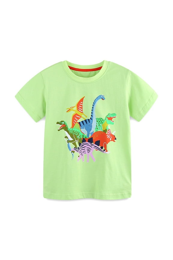 Kids Boys T Shirts, Short Sleeve Cotton Summer Graphic Tees Tops Green Size 5 T